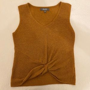 V-Neck Sweater Top with Front Tie Knot